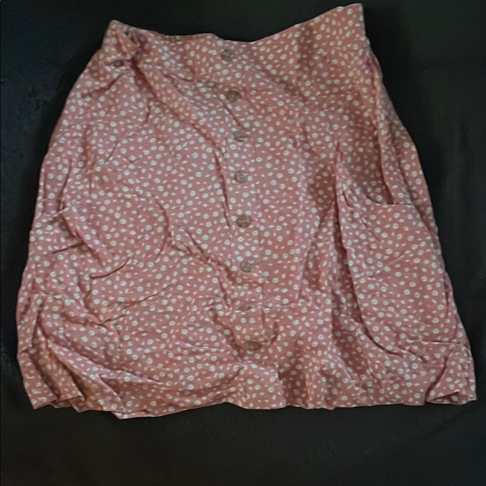 Pink Polka Dot Button-Up Skirt